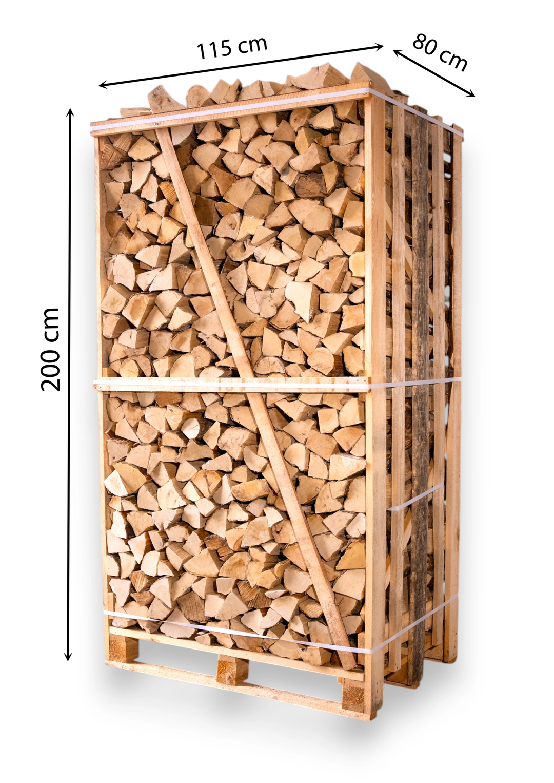 Džiovintos skroblo malkos medinėje dežėje ( 1.8 erdmetrio)
