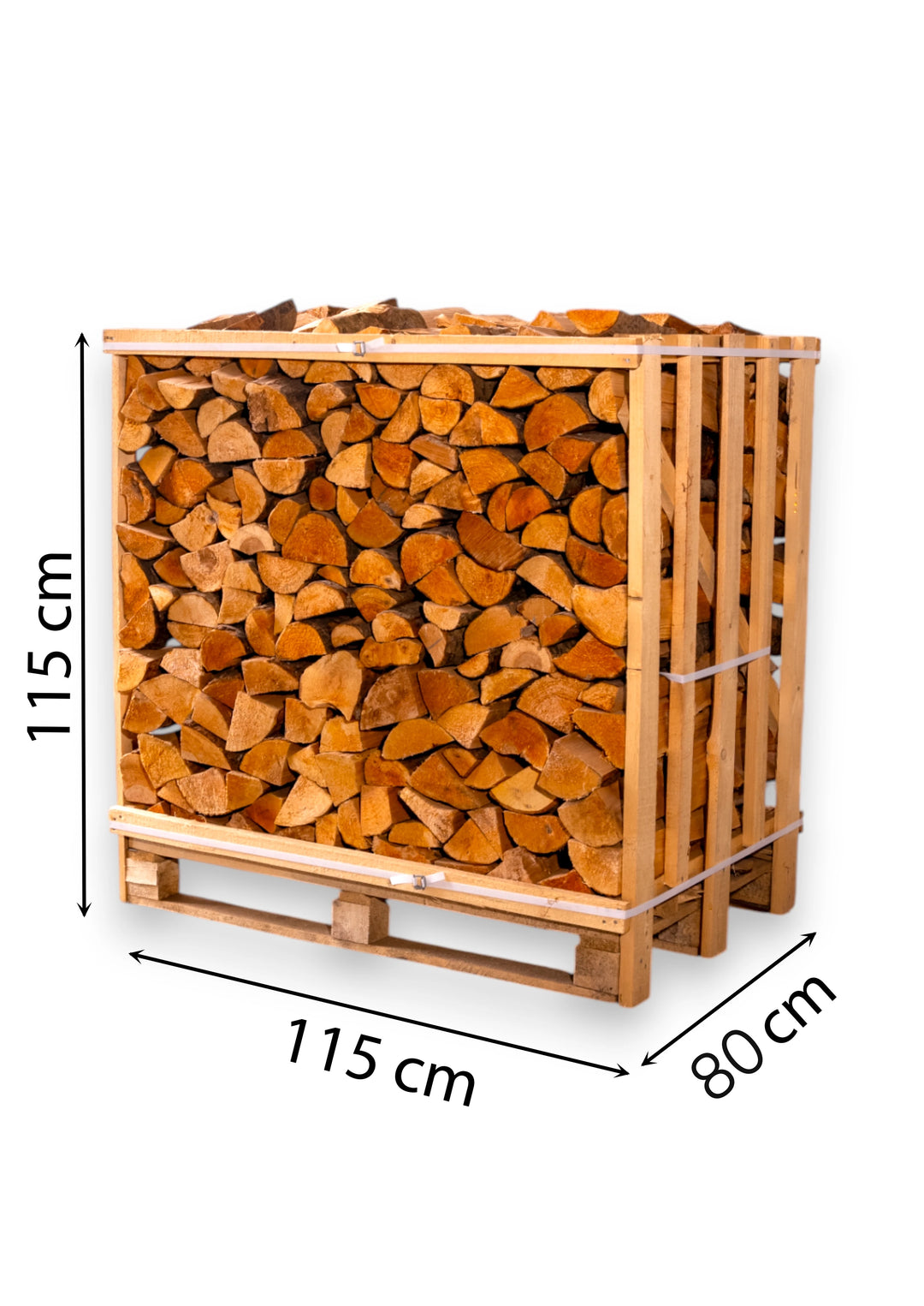 Džiovintos alksnio malkos medinėje dežėje (1 erdmetris)