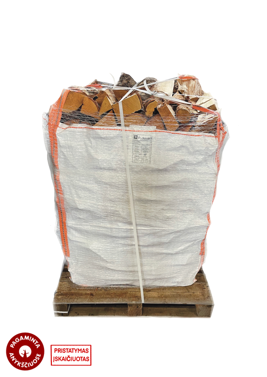 Džiovintos beržo malkos 1 m3 maišuose